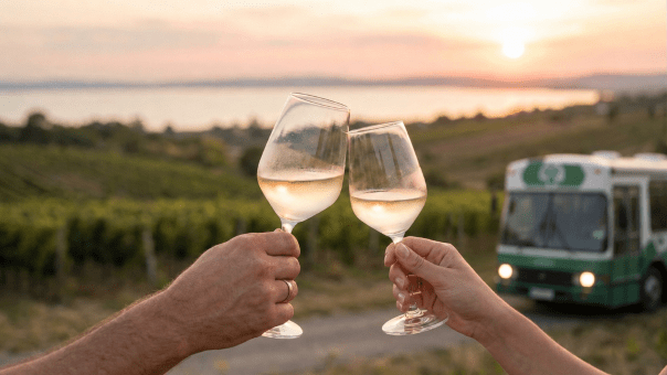 Megérkezett Magyarország első hop-on hop-off borbusza a Balaton-partra – 22 pincészet, két különleges útvonal, díjnyertes borok és csodálatos balatoni panoráma az idei szezon legnagyobb attrakciója